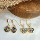 Gold Multi Color Mojave Turquoise Dangle Earrings: Kintsugi Inspired Minimalist Rainbow Earrings