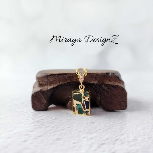 Small Rectangle Mojave Turquoise Necklace - MultiColor