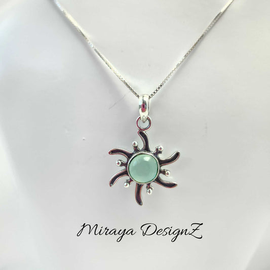 Round Aqua Chalcedony Necklace