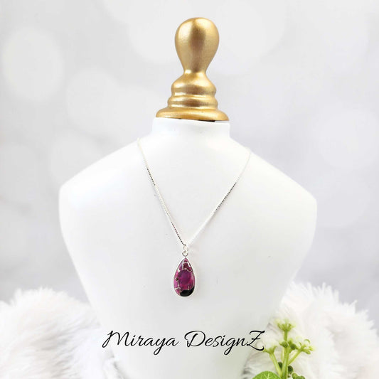 Pink & Black Oyster Turquoise Necklace - Teardrop