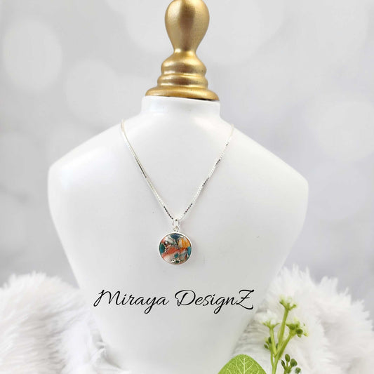 Blue & Orange Oyster Turquoise Necklace - Round