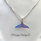 Blue Mother of Pearl Shell Whale Tail Necklace