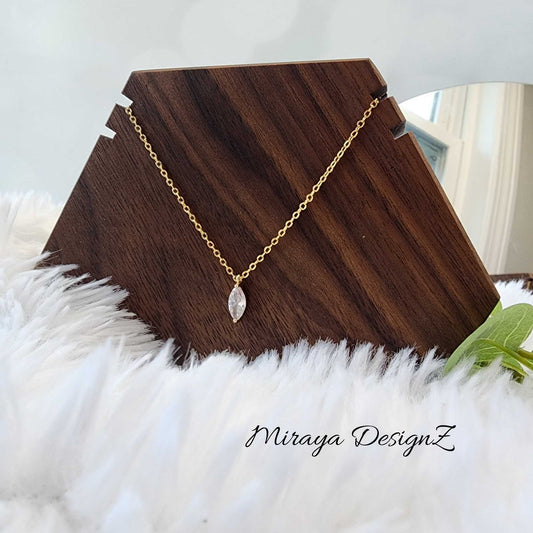 Tiny Zircon Leaf Necklace