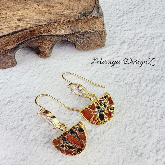 Mojave Turquoise Hook Earring - Orange Black