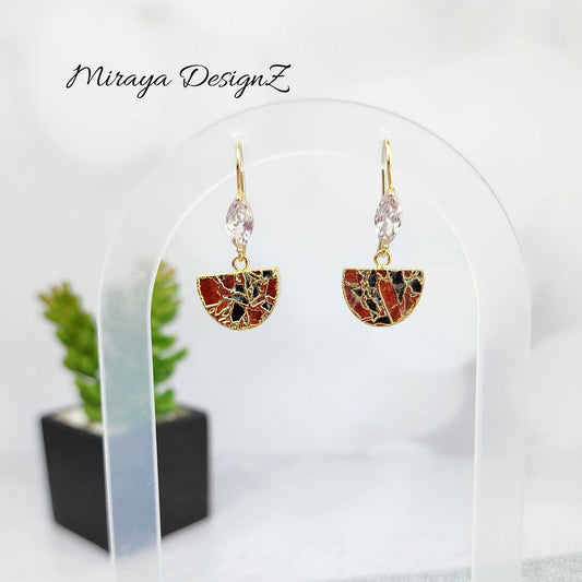 Mojave Turquoise Hook Earring - Orange Black