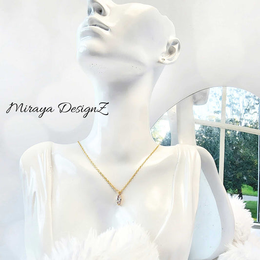 Tiny Zircon Leaf Necklace