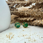 Emerald Mojave Turquoise Kintsugi Studs, Minimalist Emerald Earrings, Green-Gold Circle Studs, May Birthstone Jewelry.