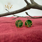 Emerald Mojave Turquoise Kintsugi Studs, Minimalist Emerald Earrings, Green-Gold Circle Studs, May Birthstone Jewelry.