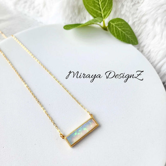 Fire Opal Bar Necklace