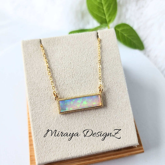 Fire Opal Bar Necklace