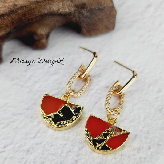 Mojave Turquoise Earring - Orange Black