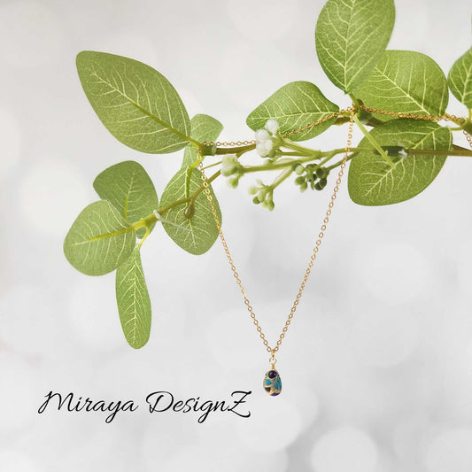 Minimalist Teardrop Necklace - Purple Turquoise