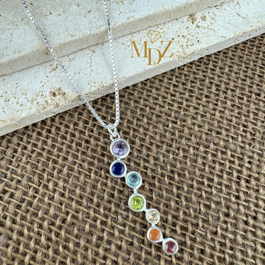 Modern Chakra Stone Necklace - Sterling Silver