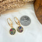 Gold Multi Color Mojave Turquoise Dangle Earrings: Kintsugi Inspired Minimalist Rainbow Earrings
