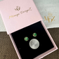 Emerald Mojave Turquoise Kintsugi Studs, Minimalist Emerald Earrings, Green-Gold Circle Studs, May Birthstone Jewelry.