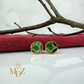 Emerald Mojave Turquoise Kintsugi Studs, Minimalist Emerald Earrings, Green-Gold Circle Studs, May Birthstone Jewelry.