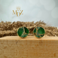 Emerald Mojave Turquoise Kintsugi Studs, Minimalist Emerald Earrings, Green-Gold Circle Studs, May Birthstone Jewelry.