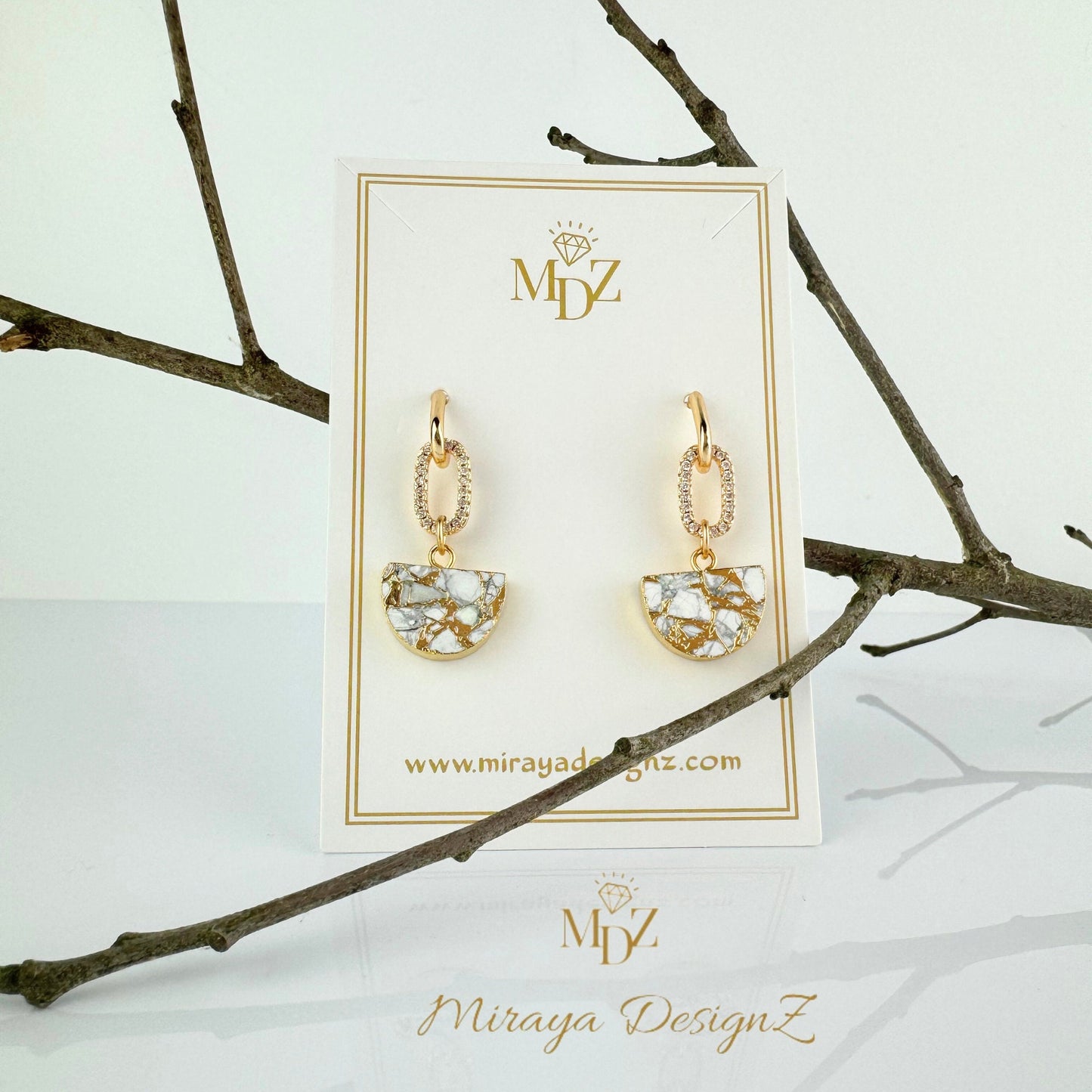 White Mojave Turquoise Earrings