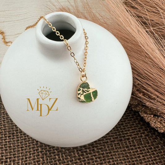 Minimalist Heart Mojave  Turquoise Necklace - Green