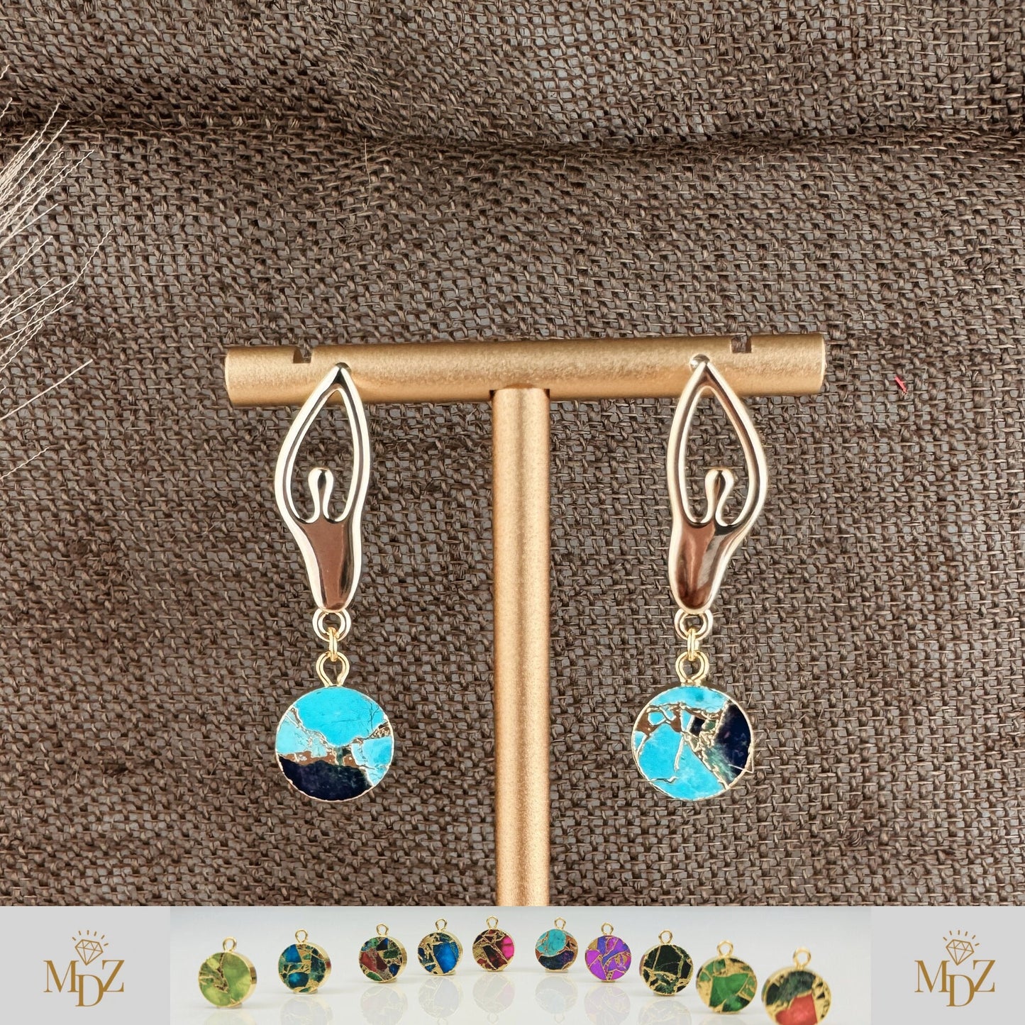Round Mojave Turquoise Drop Earrings