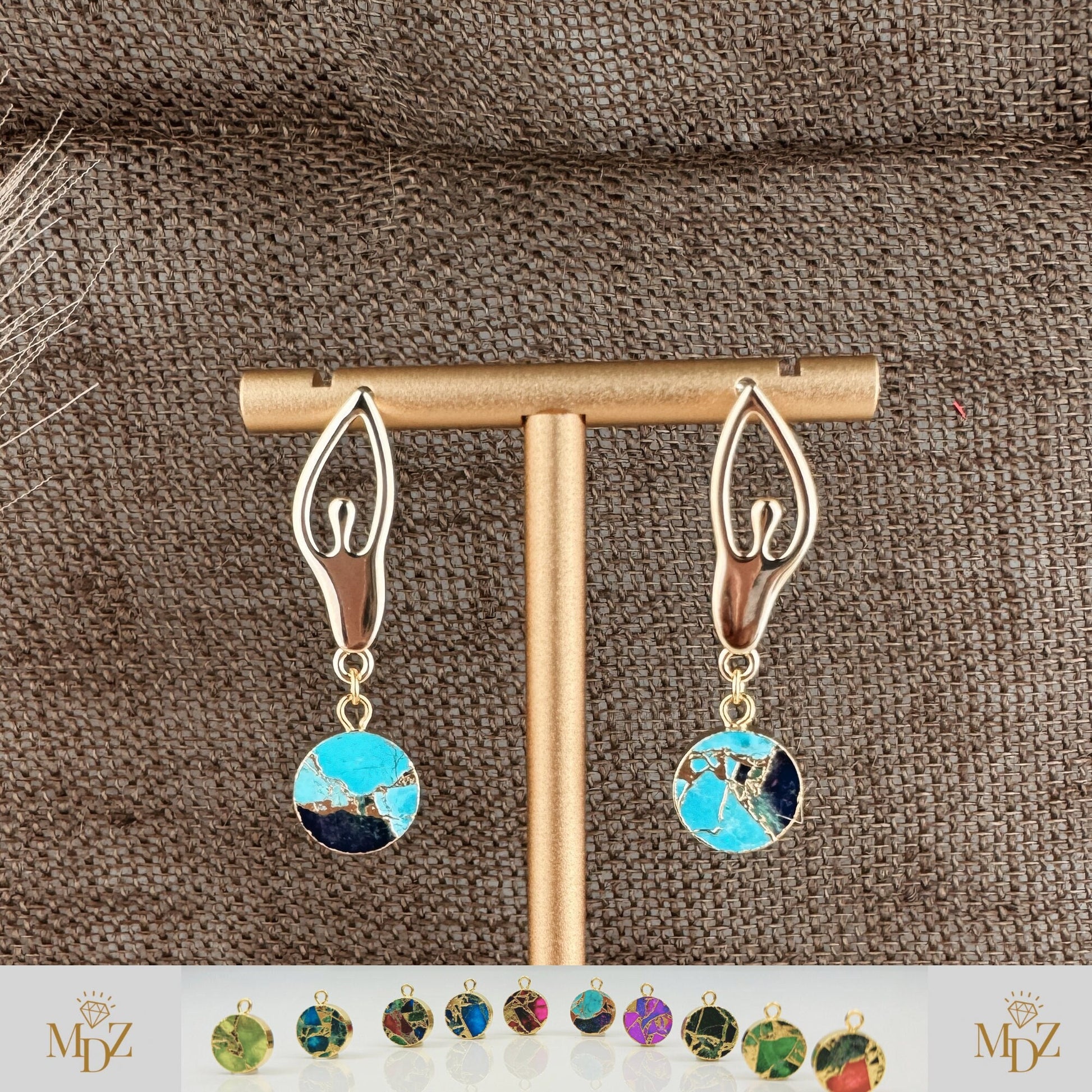 Round Mojave Turquoise Drop Earrings