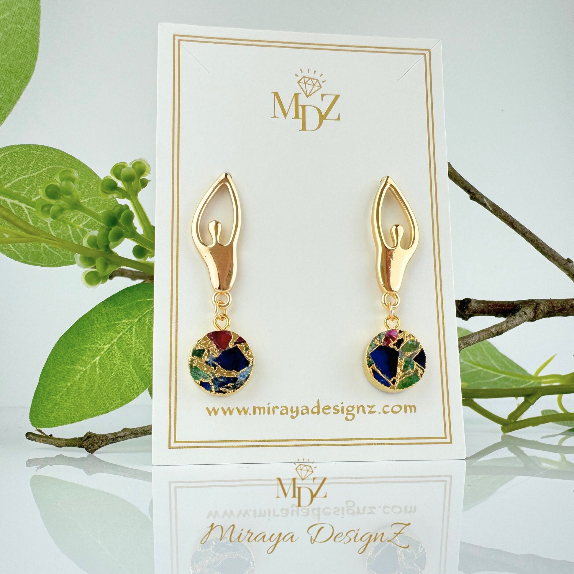 Multicolor Round Mojave Turquoise Drop Earrings