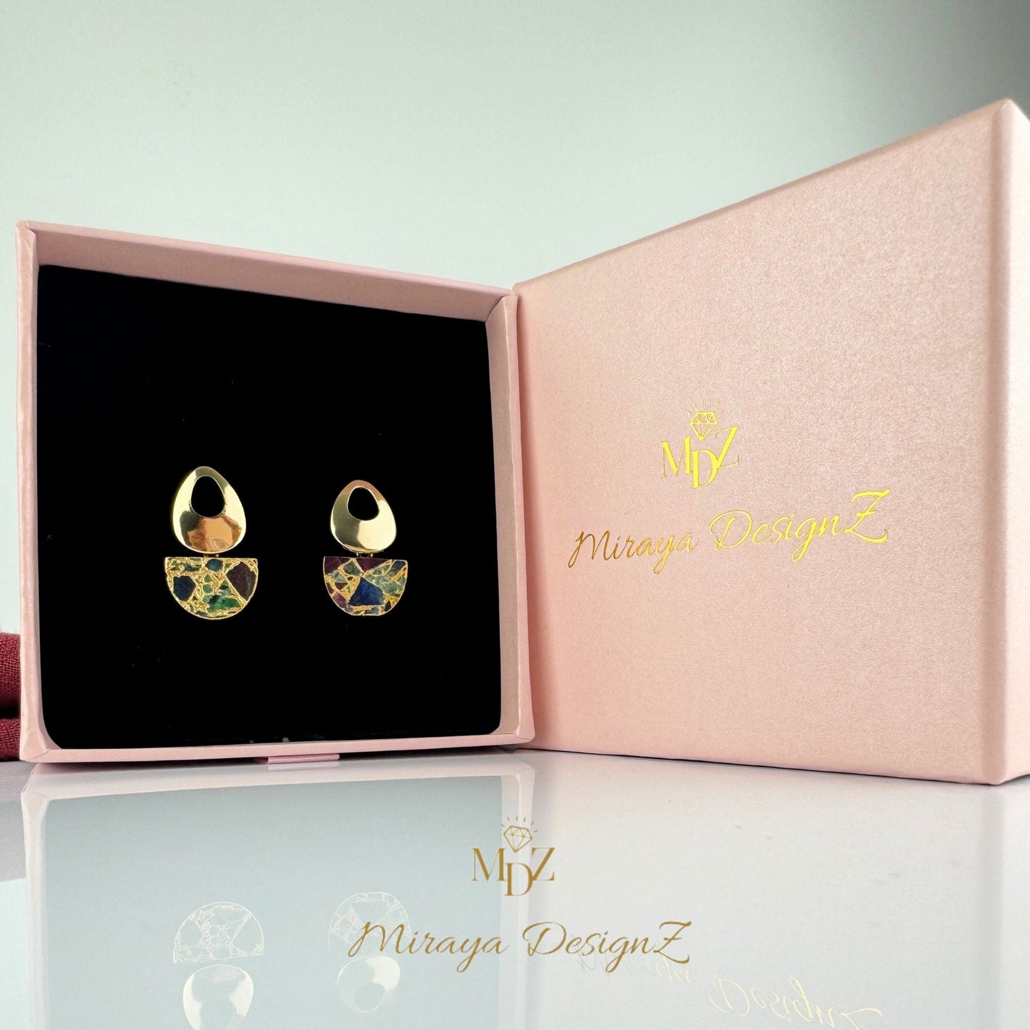 Mojave Turquoise Earrings in Half Circle Shape