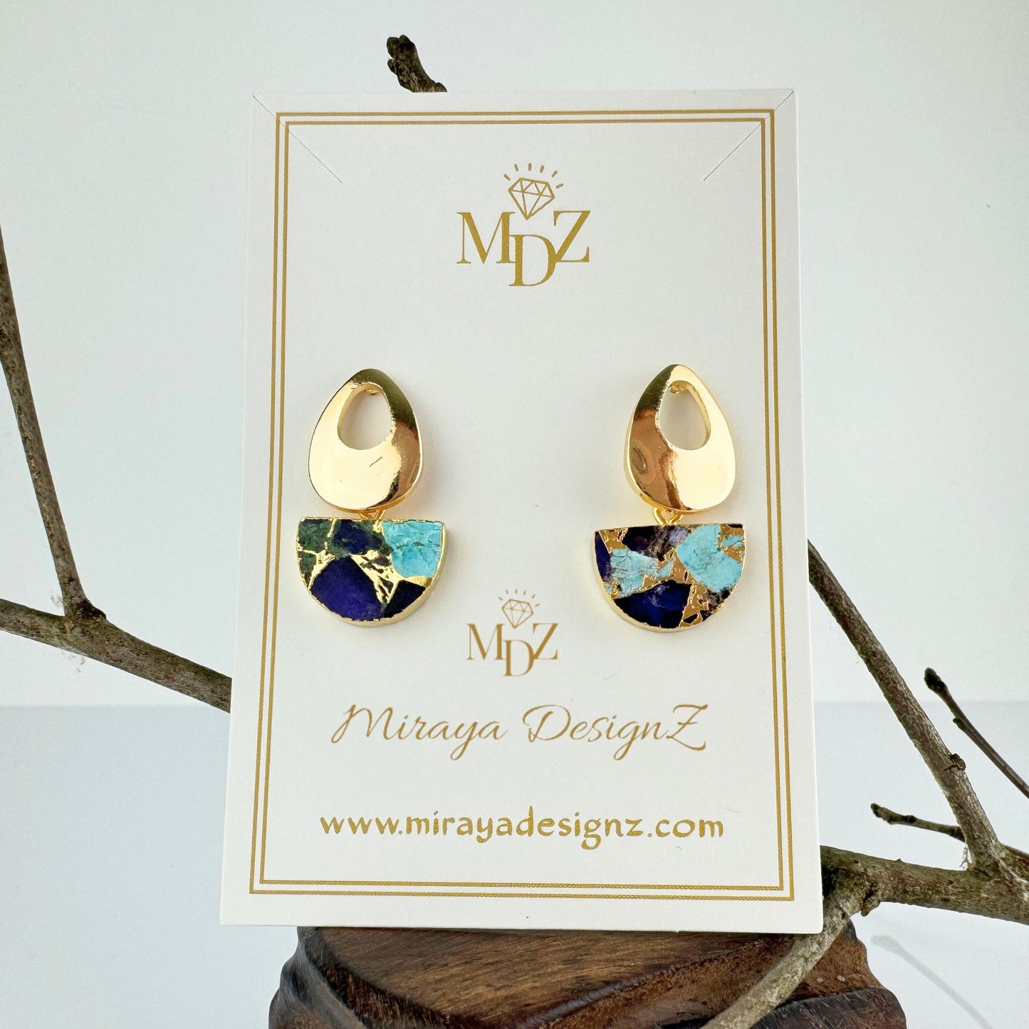 Mojave Turquoise Earrings in Half Circle Shape