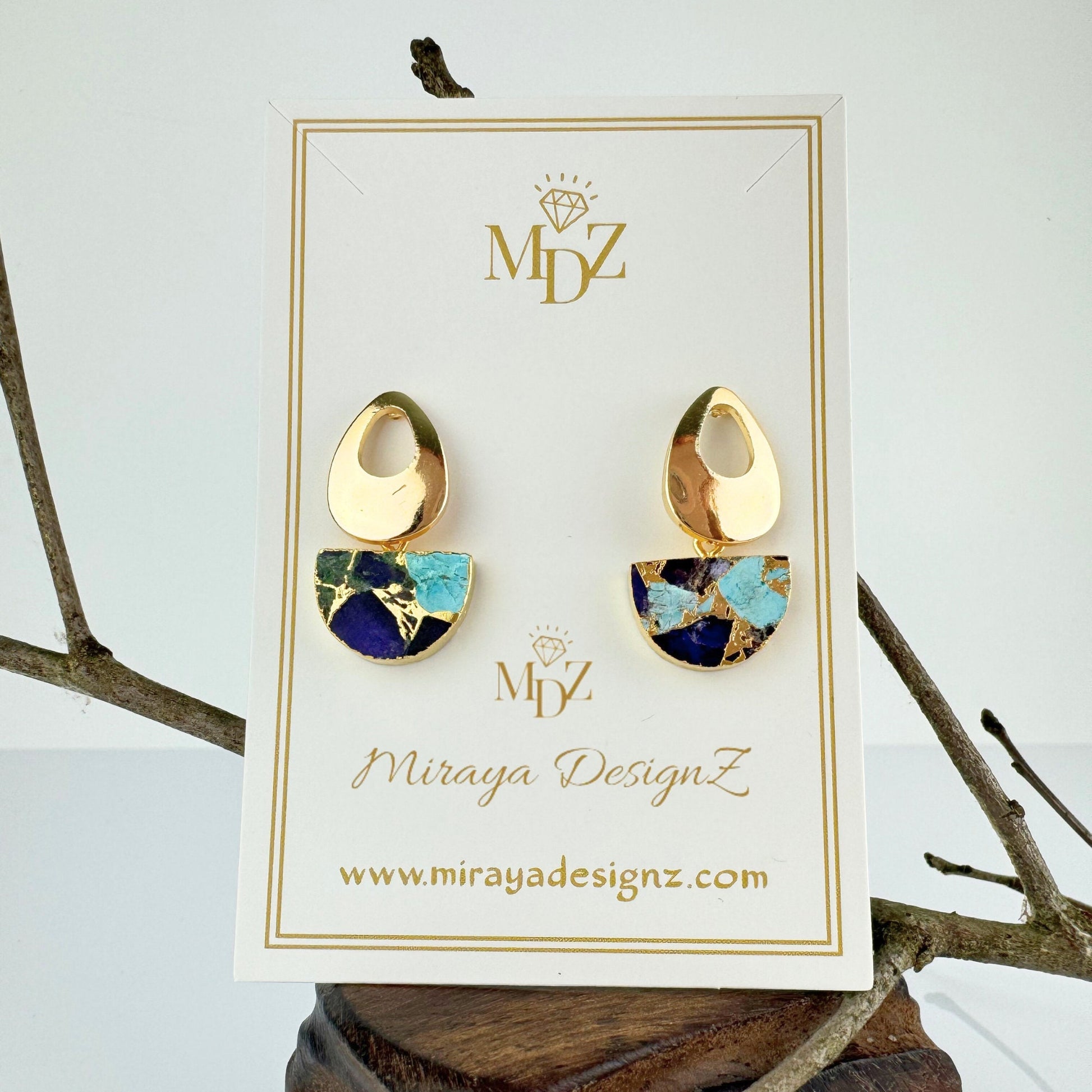 Mojave Turquoise Earrings in Half Circle Shape