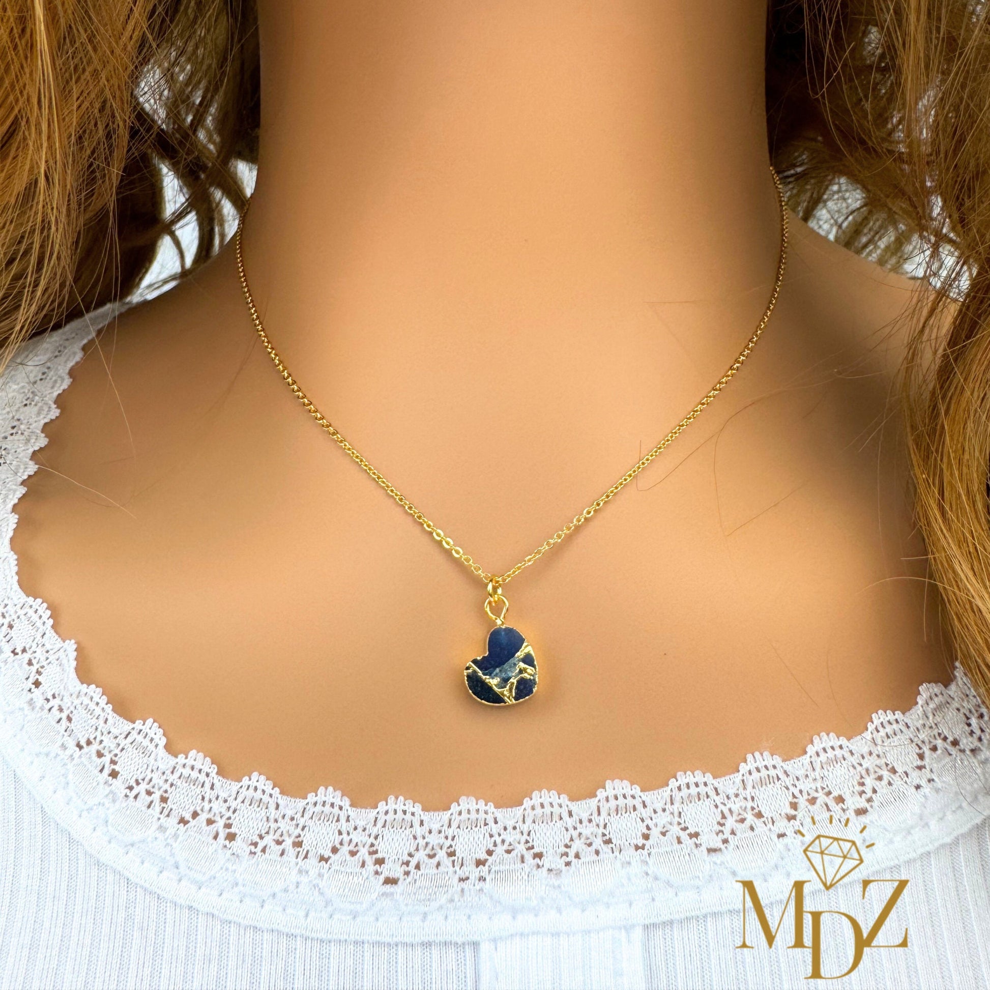 Minimalist Heart Mojave  Turquoise Necklace - Blue