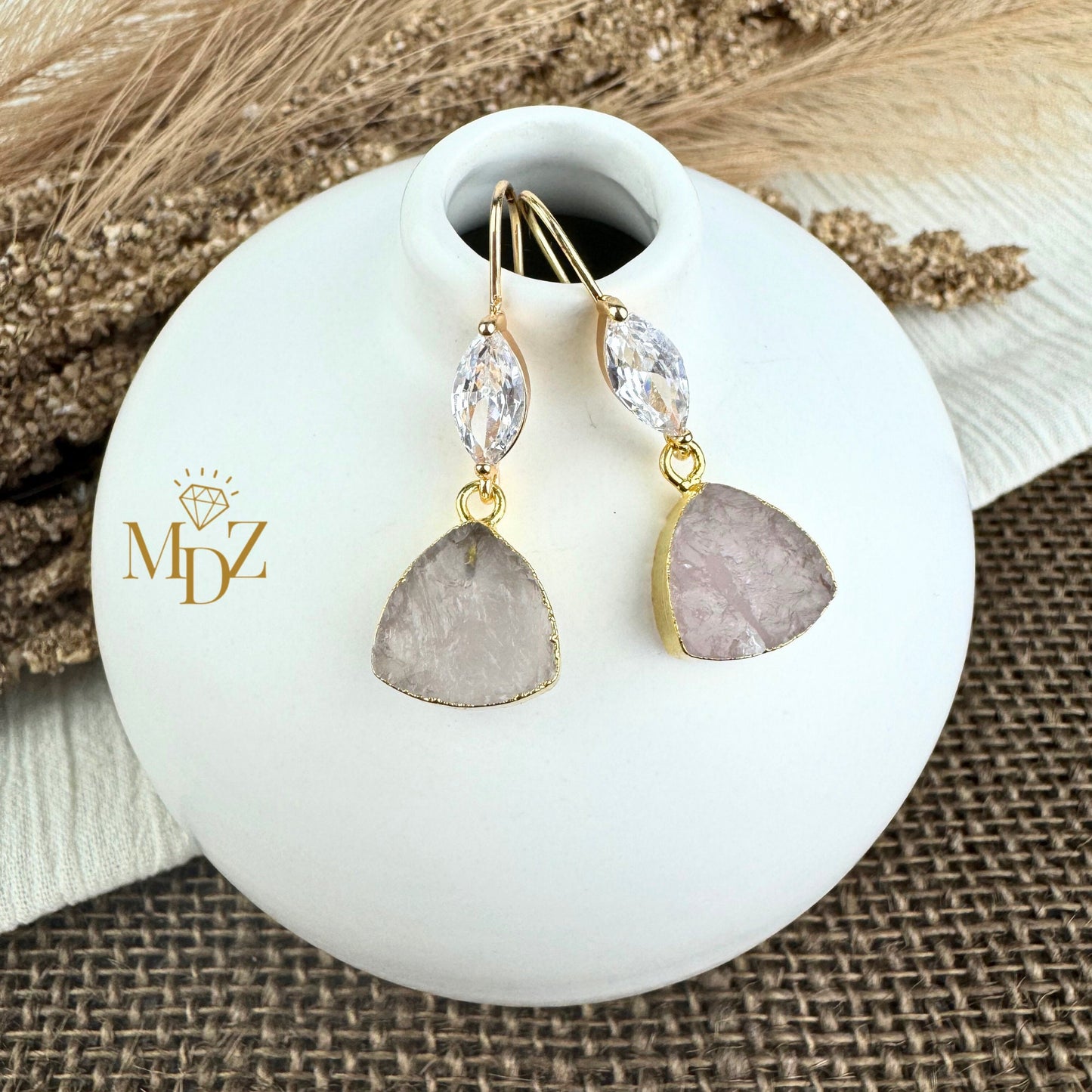 Rose Quartz Dangle Earrings
