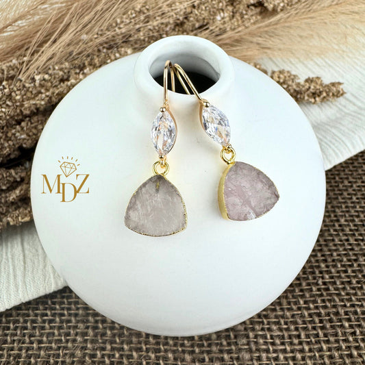 Rose Quartz Dangle Earrings