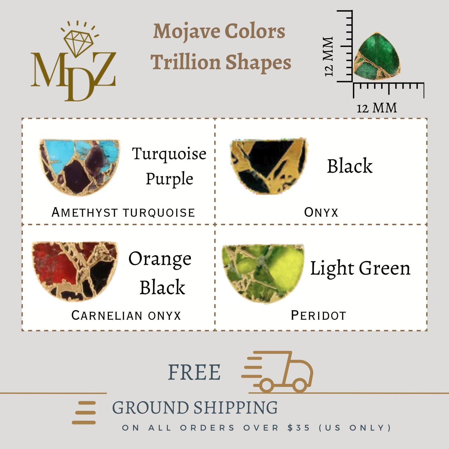 Trilliant Mojave Turquoise Earrings: Gold Plated Brass, Cubic Zirconia