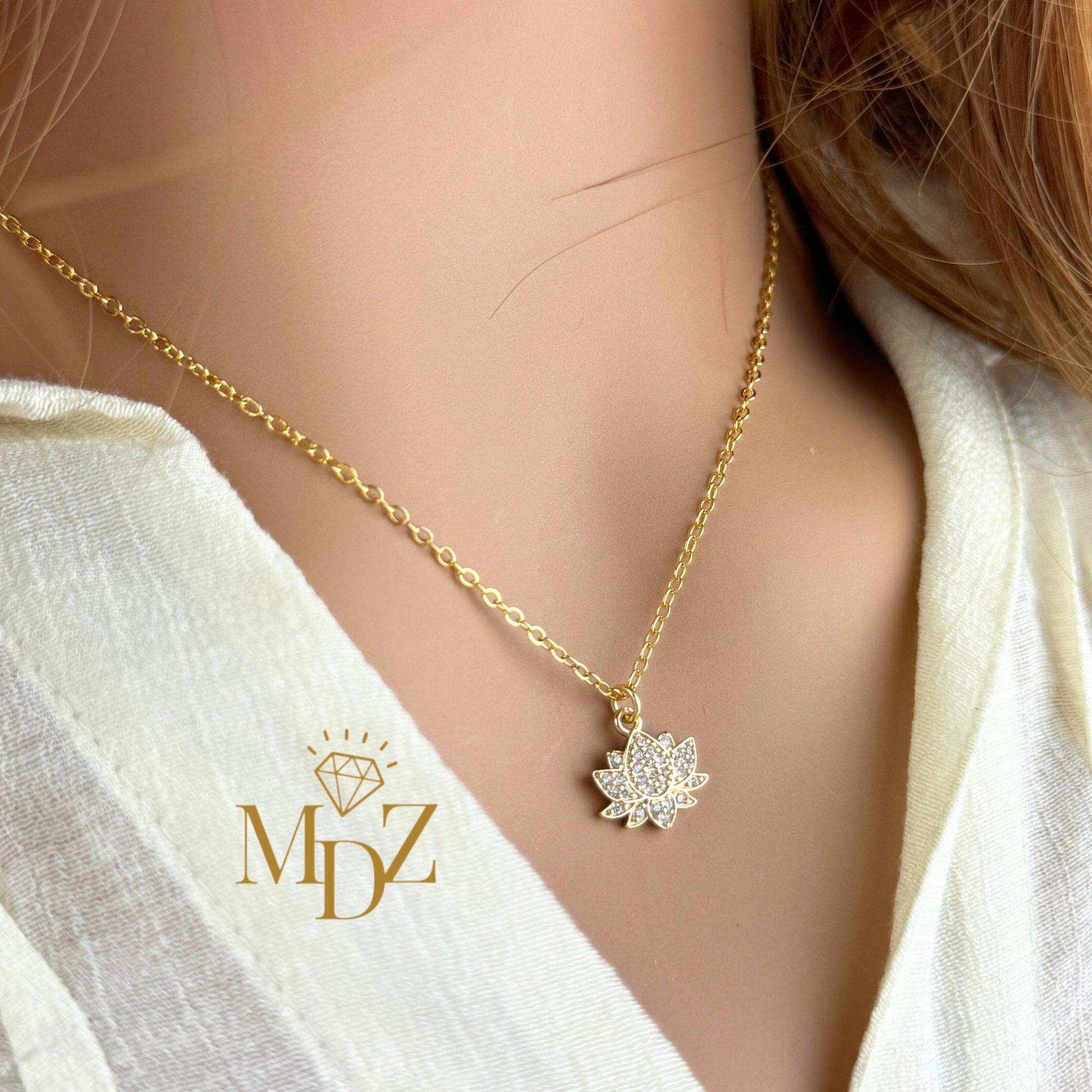 minimalist Gold Lotus Necklace