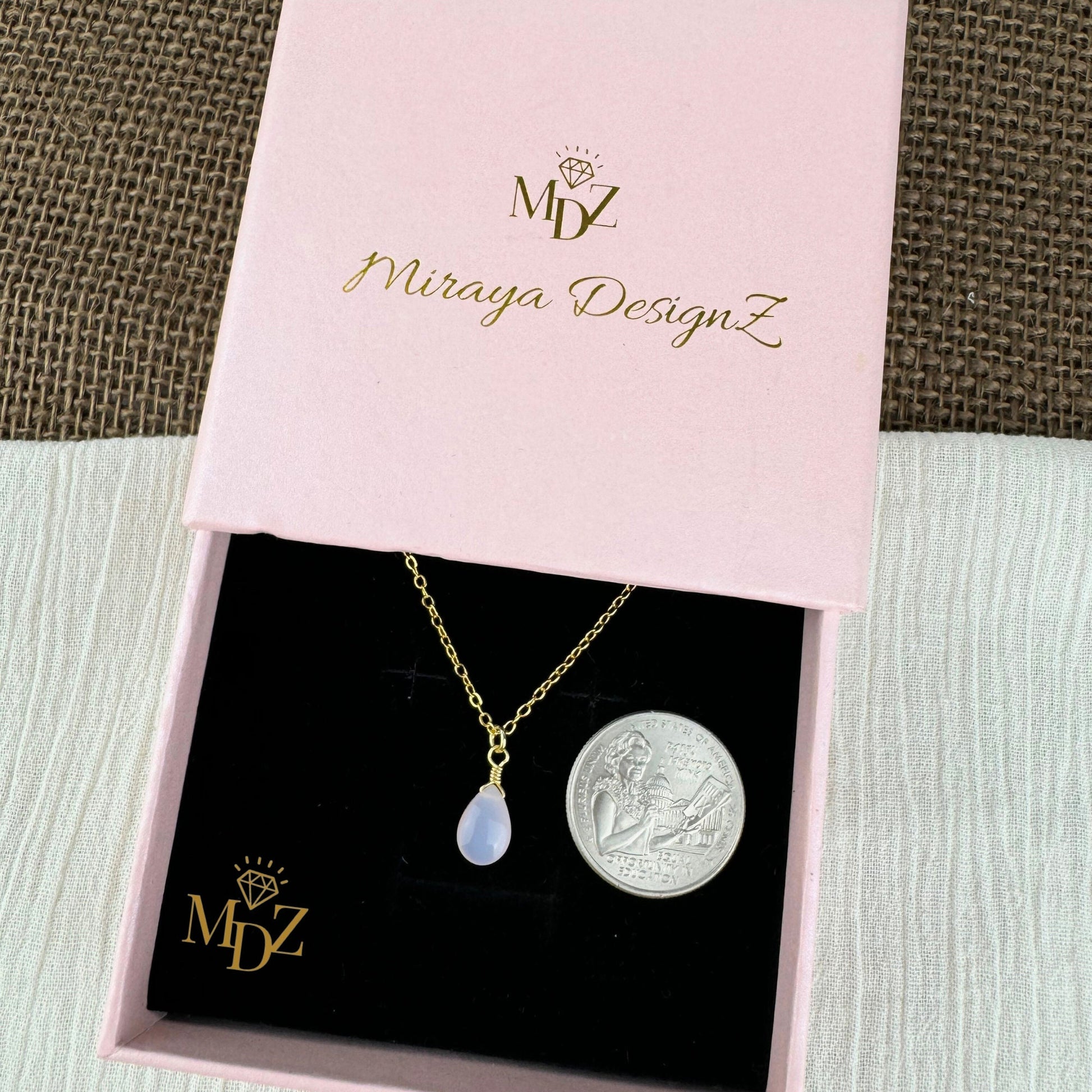 Gold Pink Opal Necklace