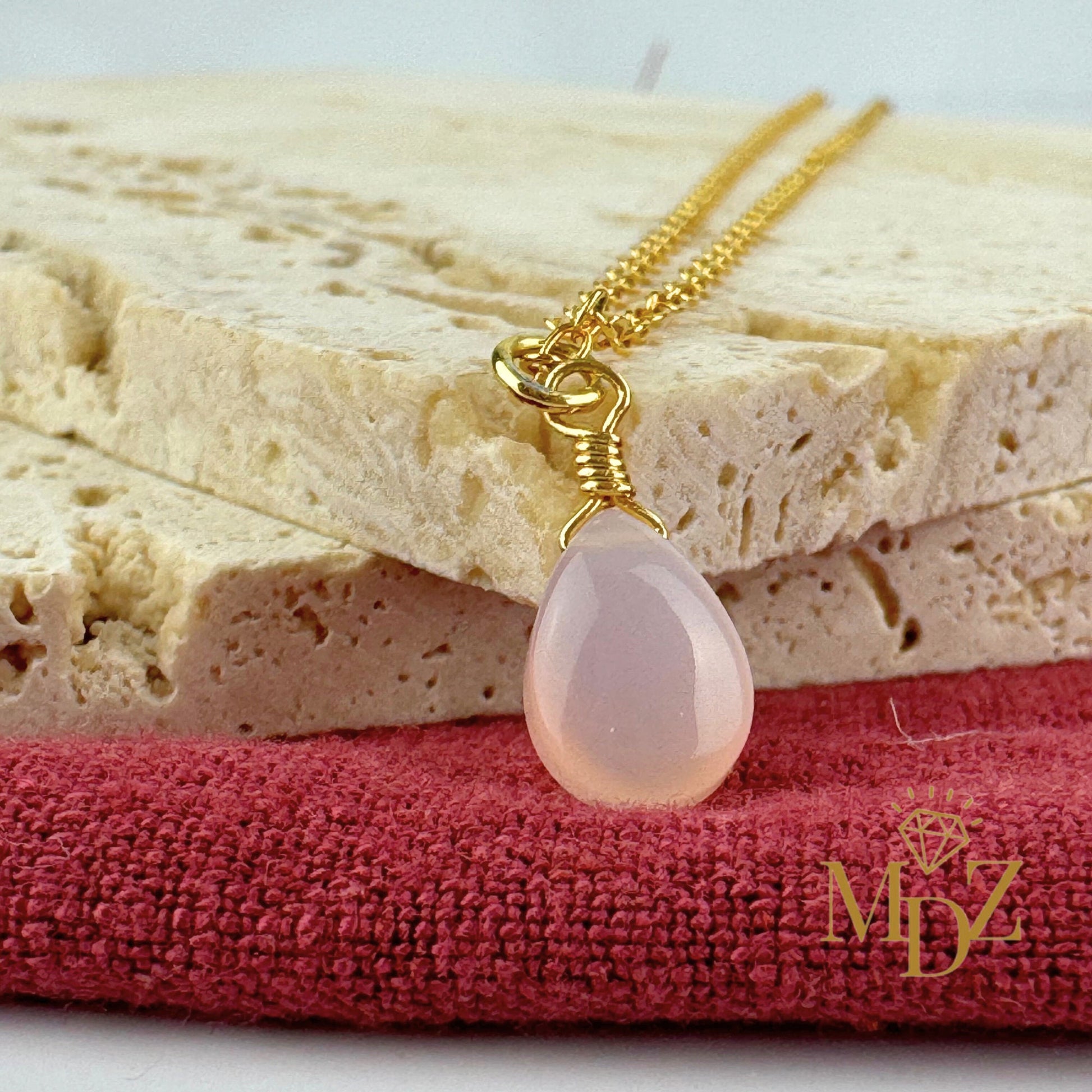 Gold Pink Opal Necklace