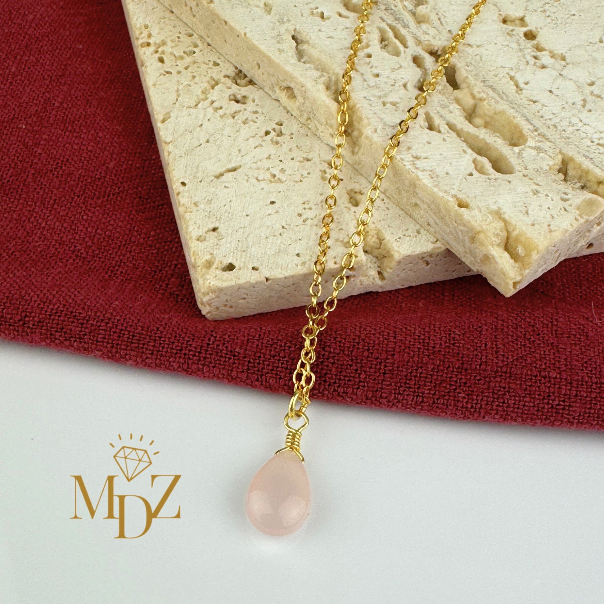Gold Pink Opal Necklace