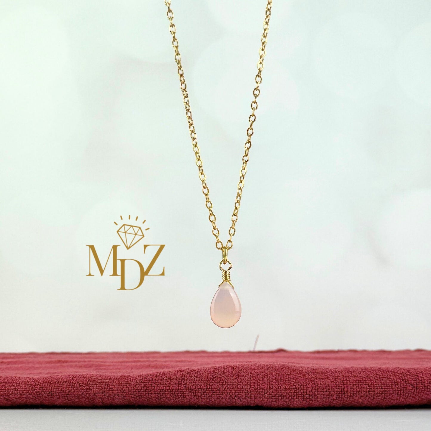 Gold Pink Opal Necklace