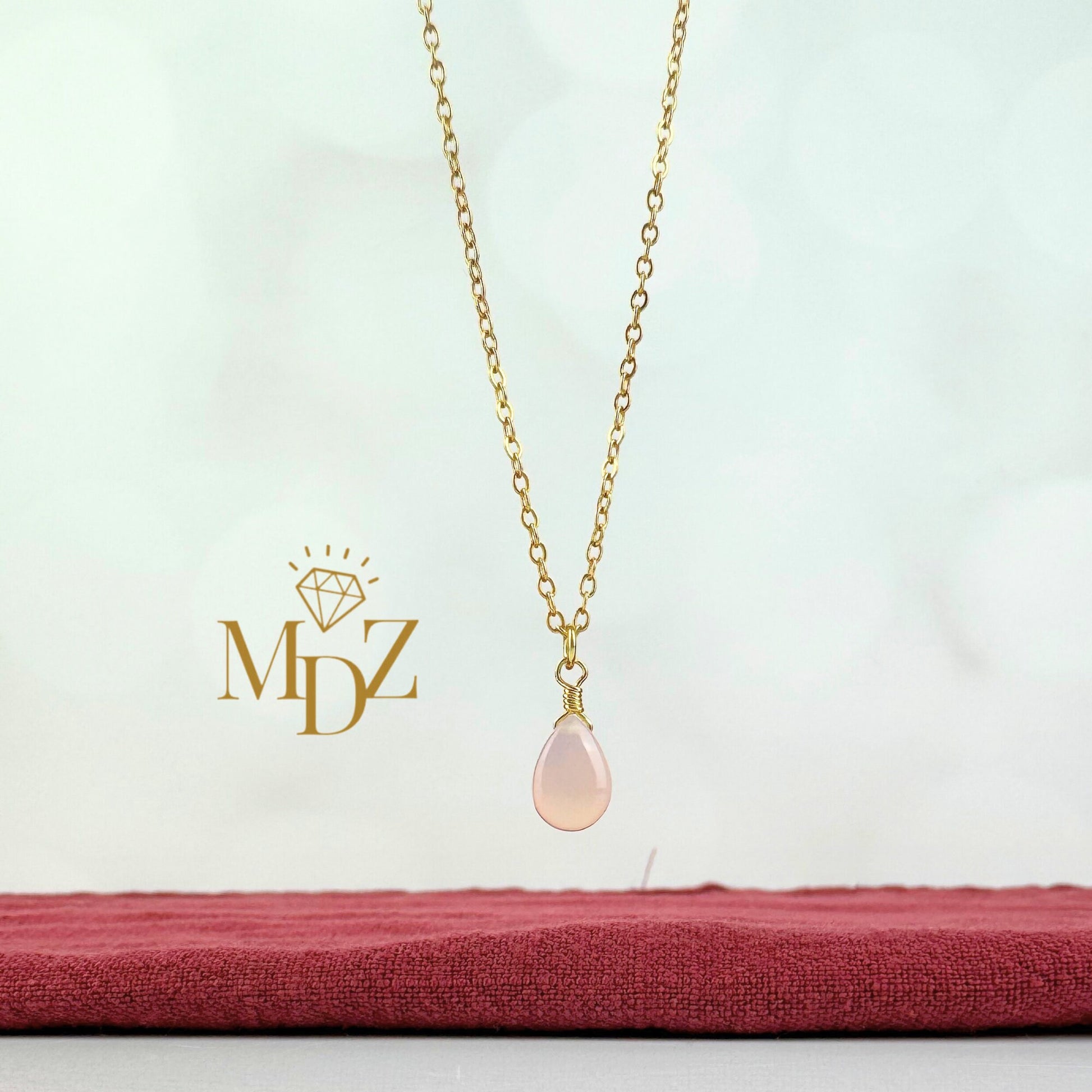 Gold Pink Opal Necklace