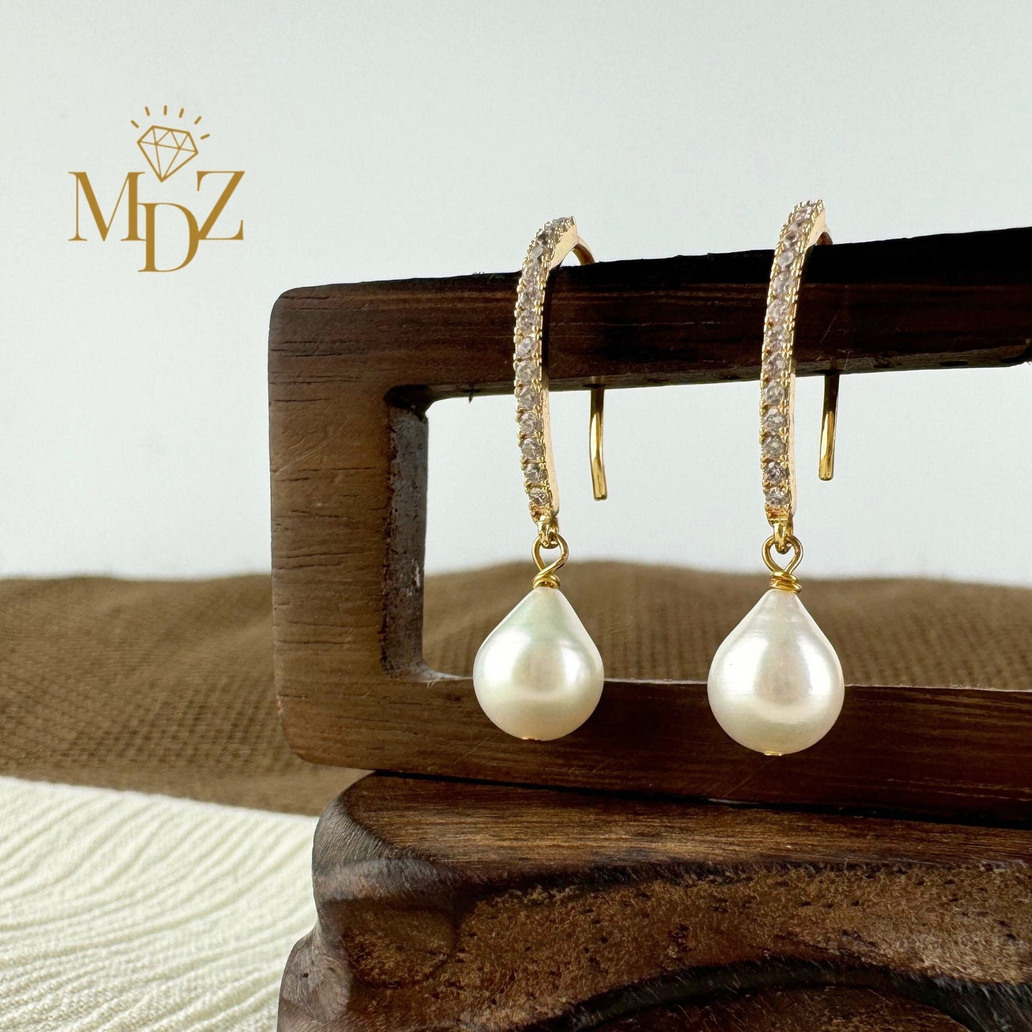 Gold Pearl Hoop Earrings