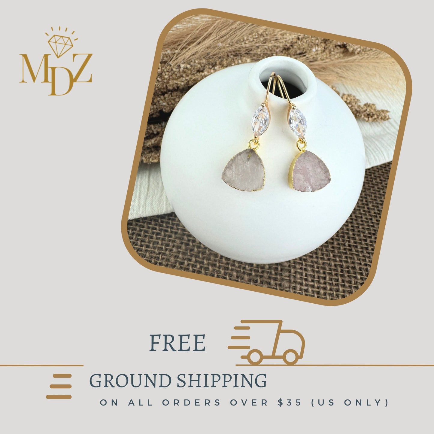 Rose Quartz Dangle Earrings