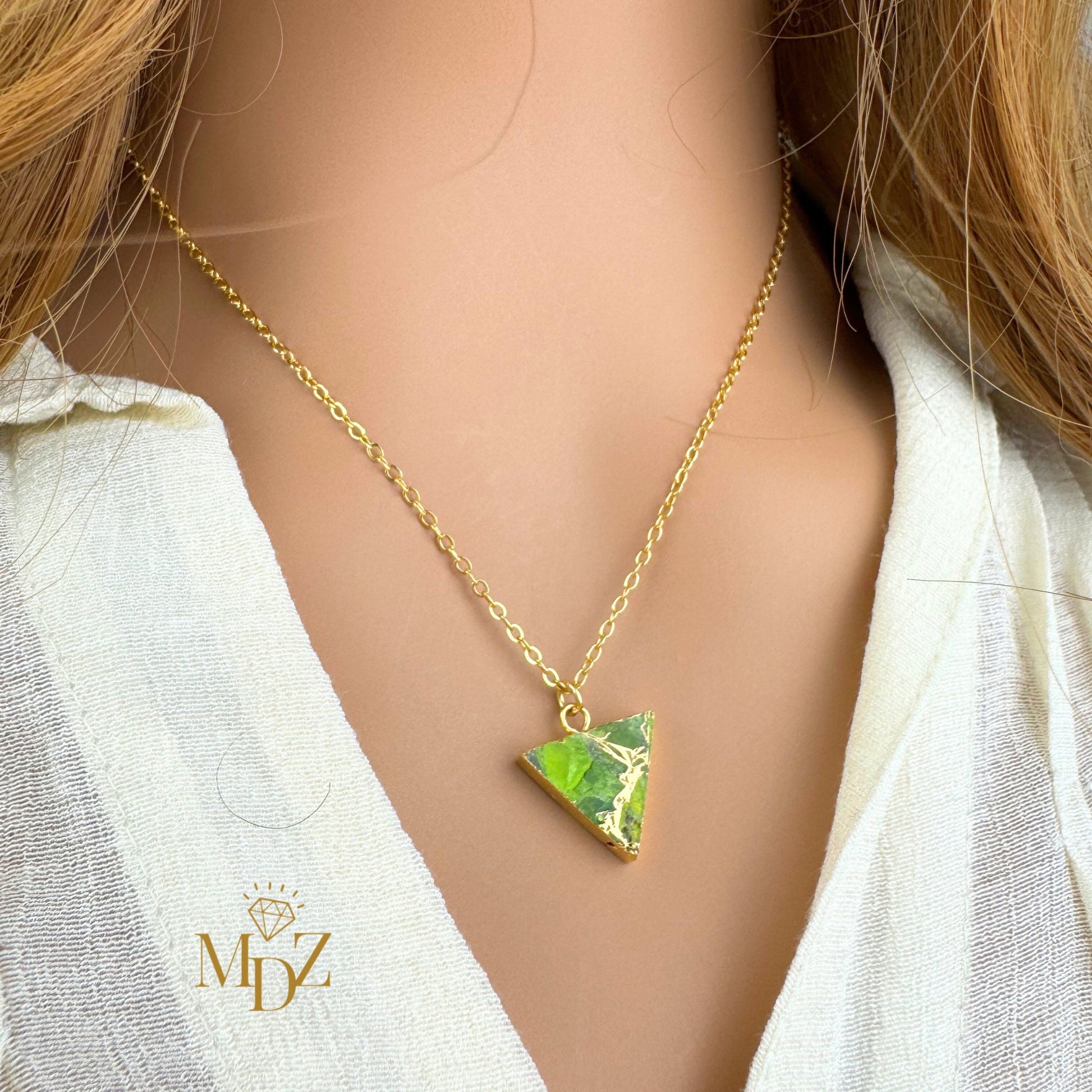 Minimalist Triangle Mojave Turquoise Necklace with Kintsugi Inspired Design