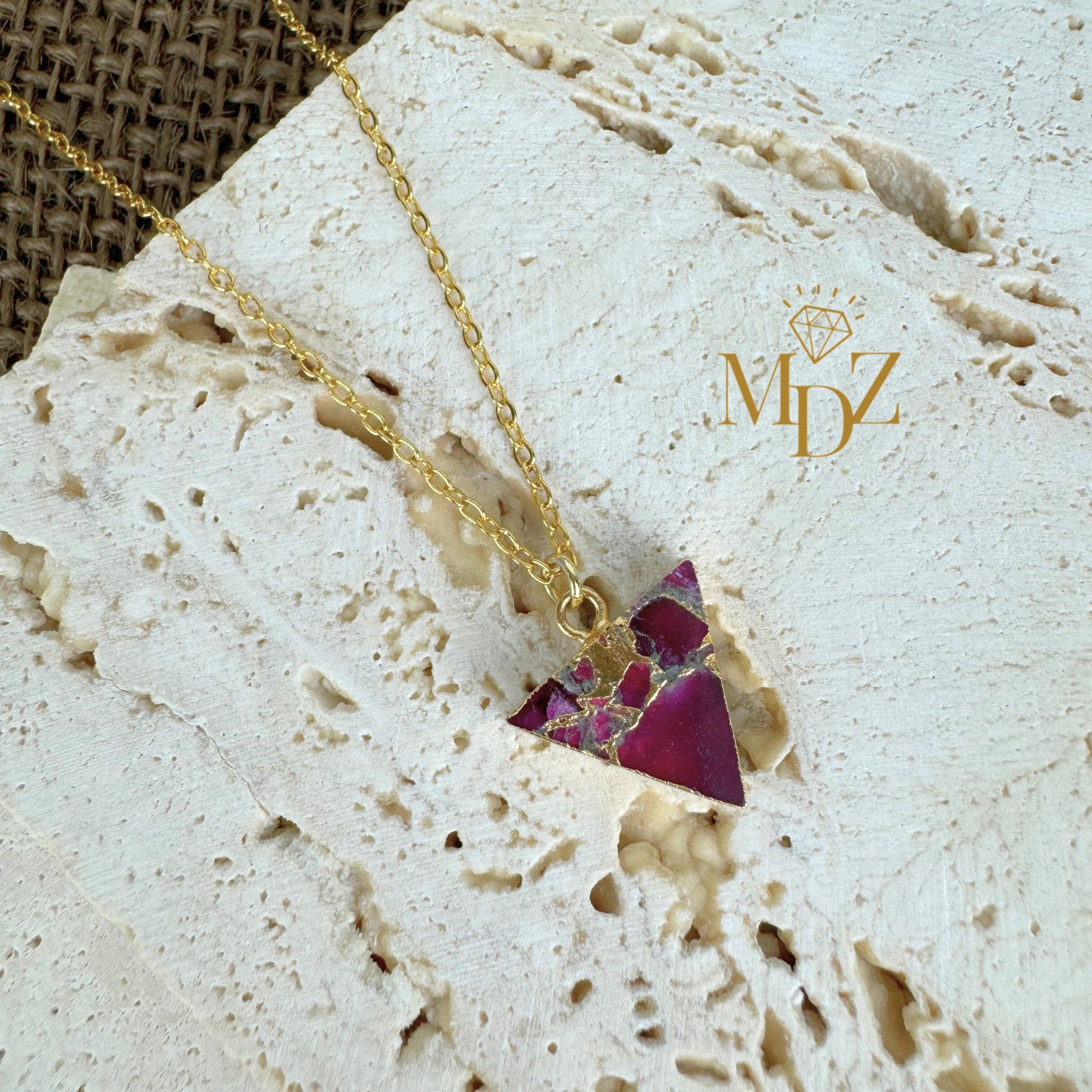 Minimalist Triangle Mojave Turquoise Necklace with Kintsugi Inspired Design