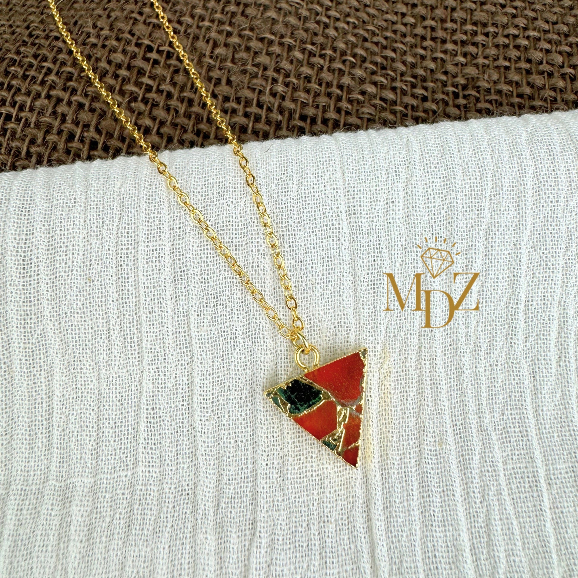 Minimalist Triangle Mojave Turquoise Necklace with Kintsugi Inspired Design