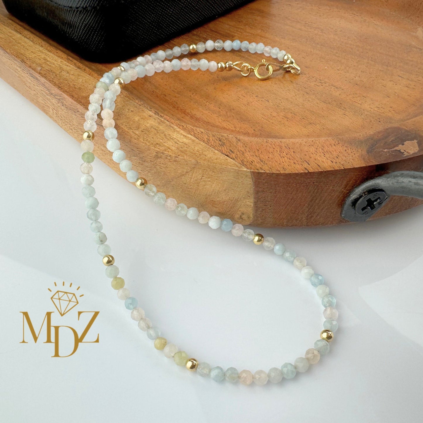 Beaded Morganite Choker Necklace