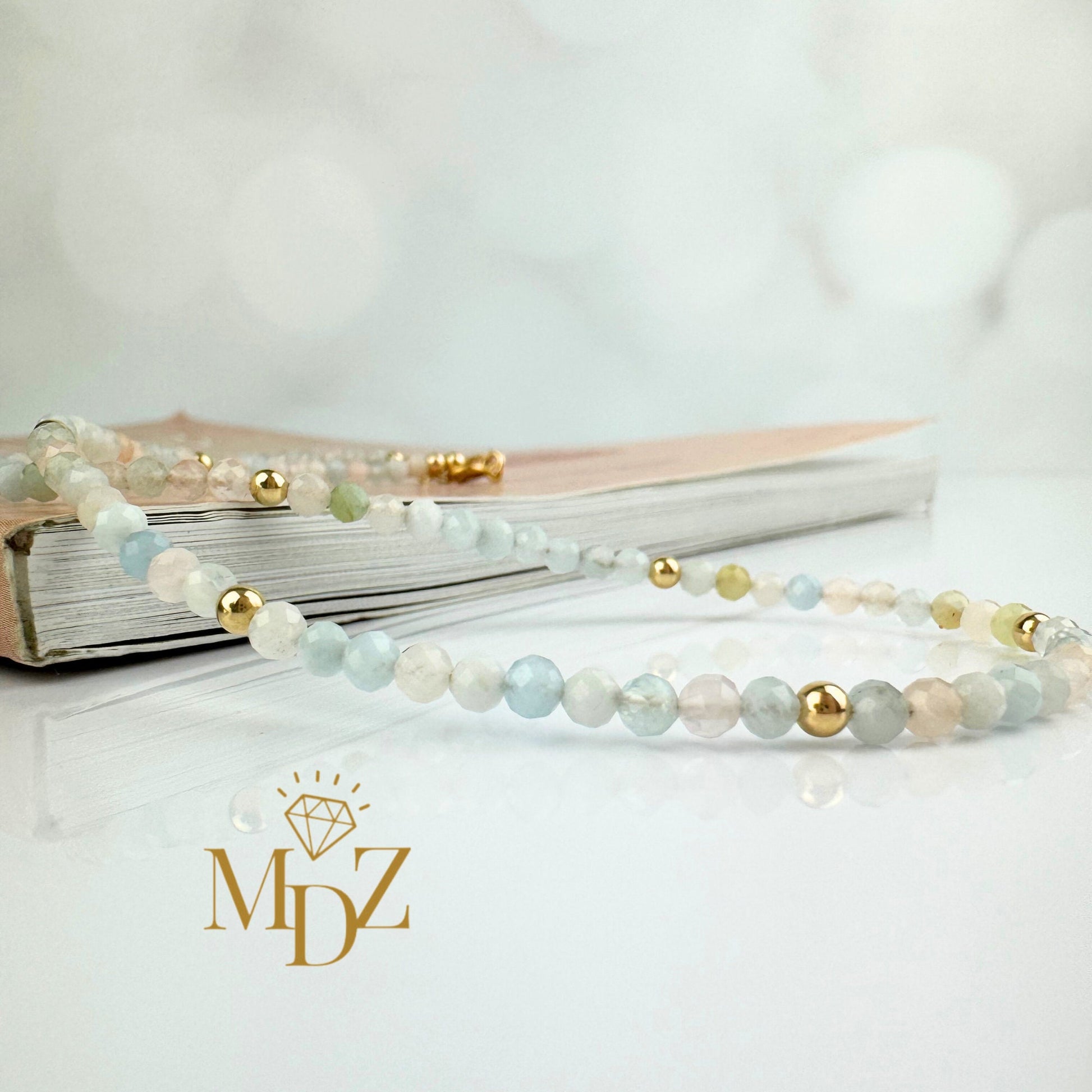 Beaded Morganite Choker Necklace