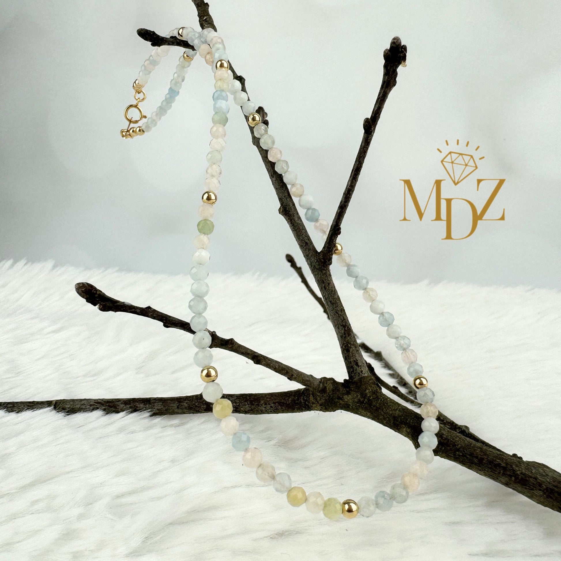 Beaded Morganite Choker Necklace