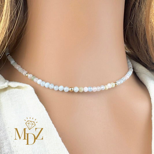 Beaded Morganite Choker Necklace