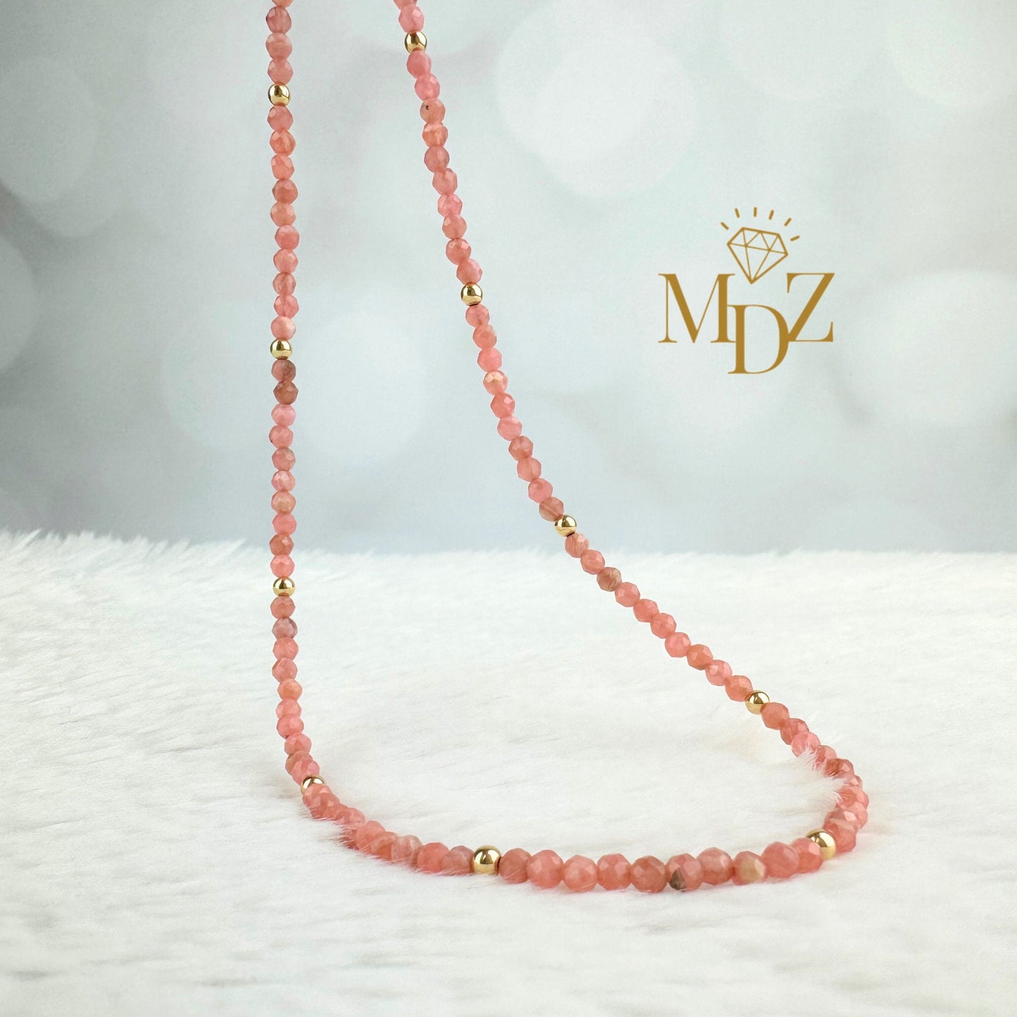 Rhodochrosite Beaded Choker Necklace