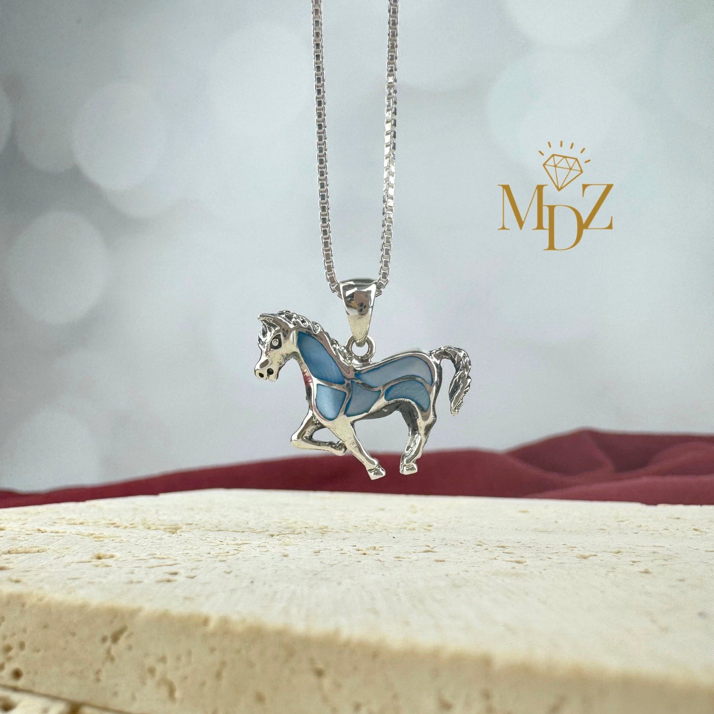 Blue horse necklace